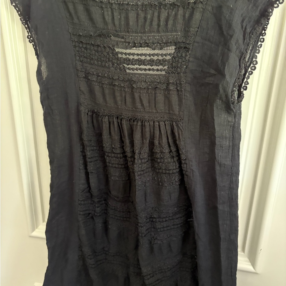 Robin Piccone Black Ruched Cap Sleeve Blouse